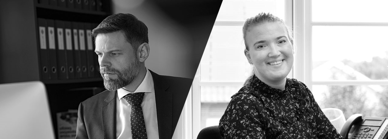 Advokat Jens Søndergaard og Nikoline Krogh på kontor